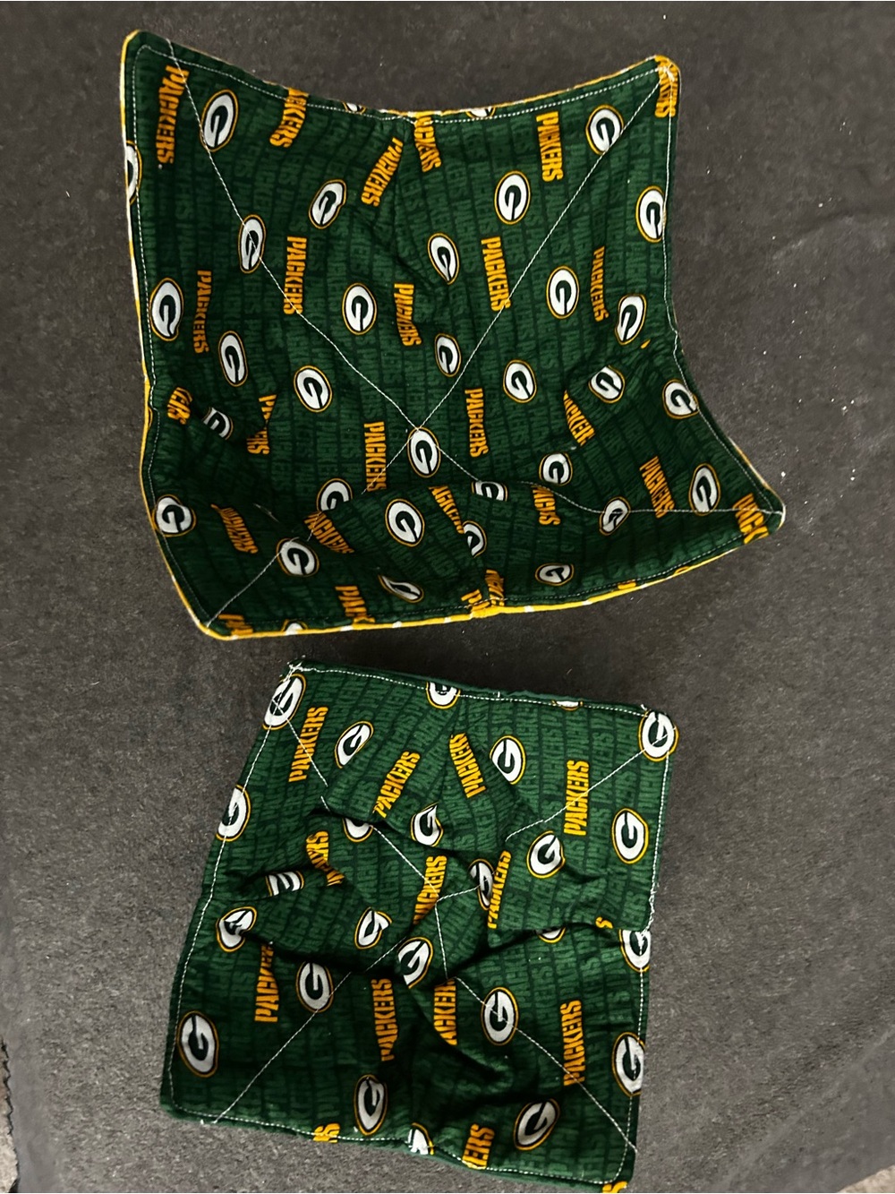 Green NFL Green Bay Packers bowl cozies Licensed Team Print.  Lot of 2